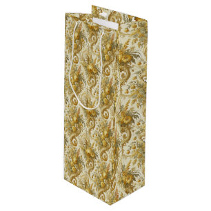 Sac Cadeau Pour Bouteille Culte d'or - Floral baroque