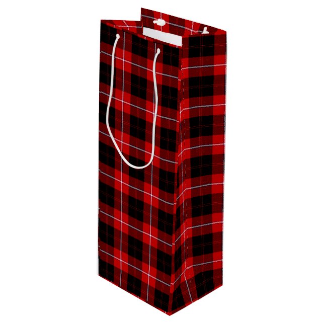 Sac Cadeau Pour Bouteille Cunningham Tartan rouge noir (Devant Angle)