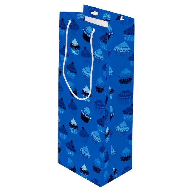 Sac Cadeau Pour Bouteille cupcakes aux bleuets (Devant Angle)