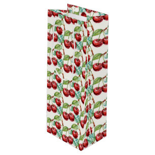 Sac Cadeau Pour Bouteille Cute Cherry Vintage Motif à thème