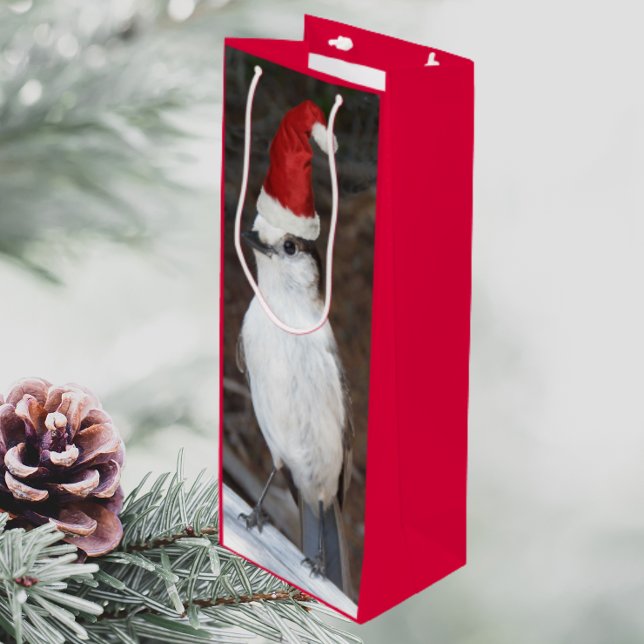 Sac Cadeau Pour Bouteille Cute Jack Whiskey Porté Chapeau Rouge Santa (In Situ)