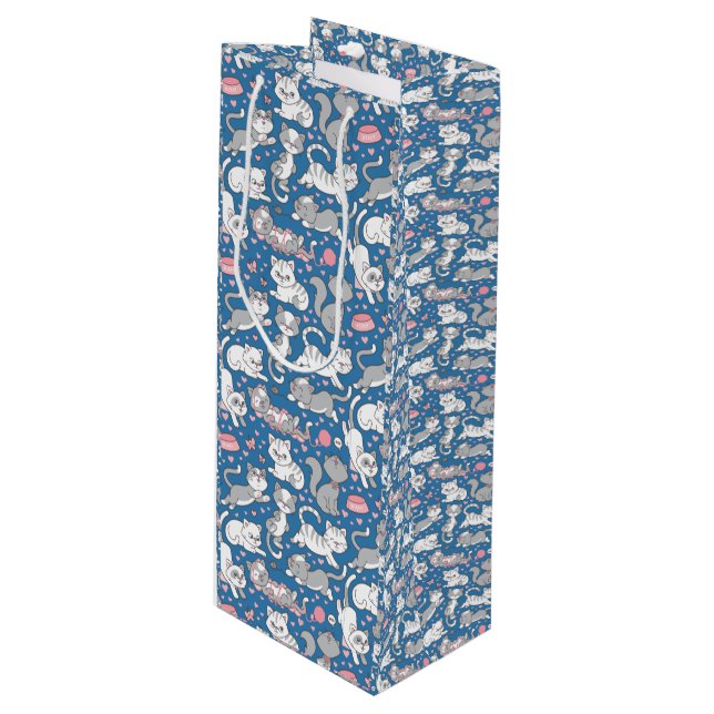 Sac Cadeau Pour Bouteille Cute Kitty Love (Devant Angle)