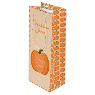 Sac Cadeau Pour Bouteille Cute Orange Genre Neutre Citrouille Personnalisé N