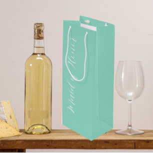 Sac Cadeau Pour Bouteille Demoiselle d'Honneur écriture stylisée Seafoam