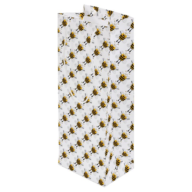 Sac Cadeau Pour Bouteille Dessin drôle d'abeille (Dos Angle)