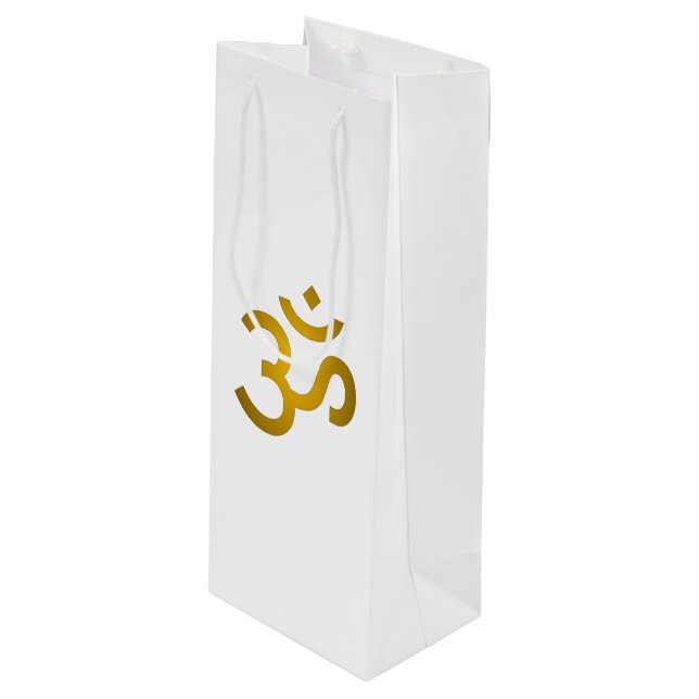 Sac Cadeau Pour Bouteille Devanagari om - Blanc (Devant Angle)