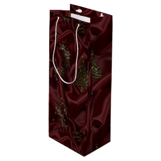 Sac Cadeau Pour Bouteille Diamant à l'aspect soie Bourgogne