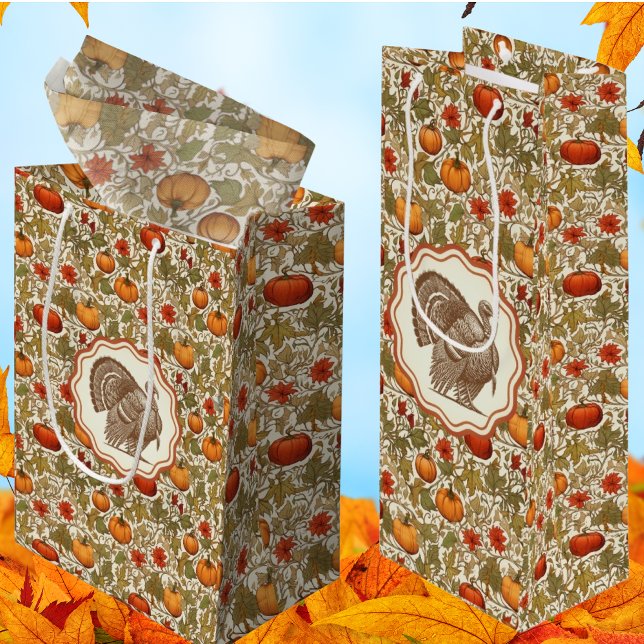 Sac Cadeau Pour Bouteille Dindon sauvage de William Morris citrouilles  (Classic William Morris design!)