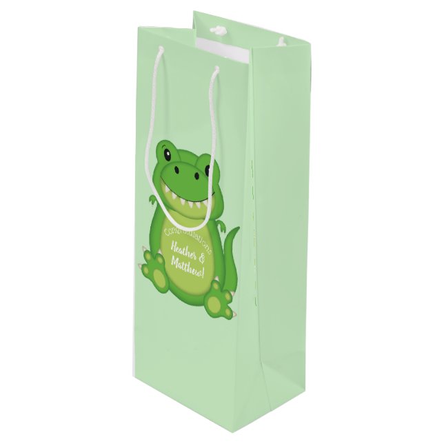 Sac Cadeau Pour Bouteille Dinosaure Baby shower T-Rex (Devant Angle)