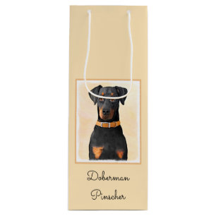 Sac Cadeau Pour Bouteille Doberman Pinscher Peinture non découpée Art origin
