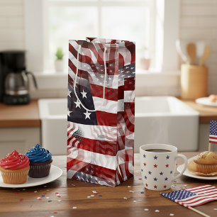 Sac Cadeau Pour Bouteille Drapeau Américain Rouge Blanc Bleu Rayures Étoiles