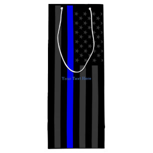 Sac Cadeau Pour Bouteille Drapeau gris personnalisé de Blue Line USA des