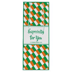 Sac Cadeau Pour Bouteille DRAPEAU IRLANDAIS   Verse de la Bible chrétienne