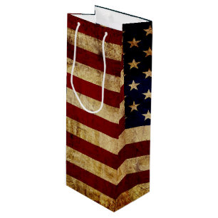 Sac Cadeau Pour Bouteille Drapeau USA / Grunge