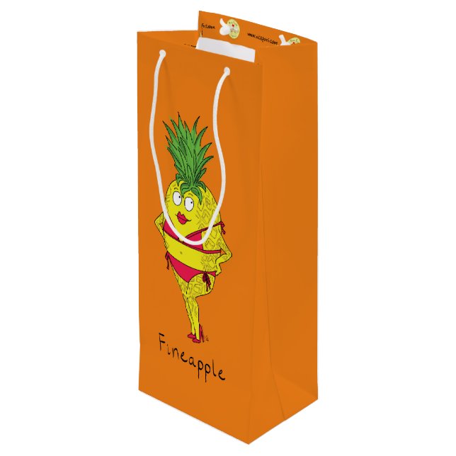 Sac Cadeau Pour Bouteille Drôle ananas Pin-up Girl Cartoon (Dos Angle)