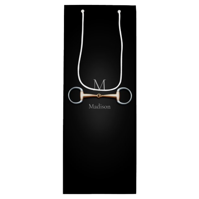 Sac Cadeau Pour Bouteille Eggbutt Snaffle Bit Horse Nom et monogramme (Devant)
