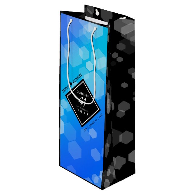 Sac Cadeau Pour Bouteille Élégant 41ème anniversaire Mariage de Topaz Bleu (Devant Angle)