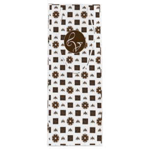 Sac Cadeau Pour Bouteille Elégant blanc et Brown Motif À damiers