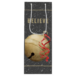 Sac Cadeau Pour Bouteille Élégant Jingle Bell, CROYEZ
