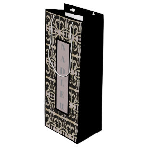 Sac Cadeau Pour Bouteille Élégant noir blanc