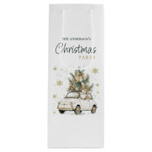 Sac Cadeau Pour Bouteille Élégant Père Noël aquarelle fête de Noël