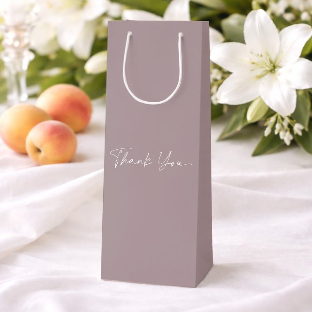Sac Cadeau Pour Bouteille Elegant Taupe Thank You Gift Bag (Créateur téléchargé)