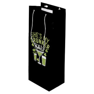 Sac Cadeau Pour Bouteille Elle est ma moitié la plus ivre St Patricks Couple