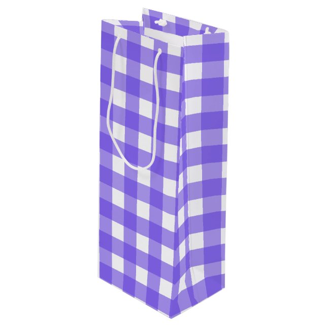 Sac Cadeau Pour Bouteille En vichy périphérique et blanc (Devant Angle)