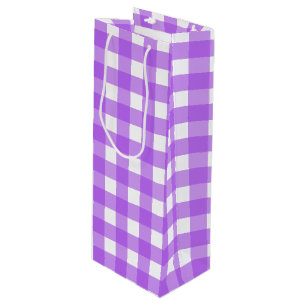 Sac Cadeau Pour Bouteille En vichy violet brillant