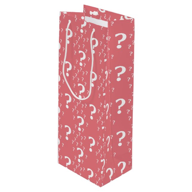 Sac Cadeau Pour Bouteille énigme point d'interrogation puzzle corail (Devant Angle)