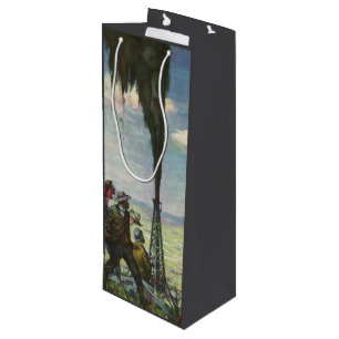 Sac Cadeau Pour Bouteille Entreprise Vintage, puits de pétrole jaillissant a