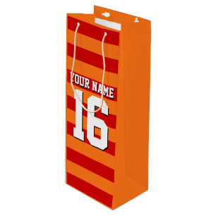 Sac Cadeau Pour Bouteille Équipe rouge citrouille Orange Jersey Preppy Strip
