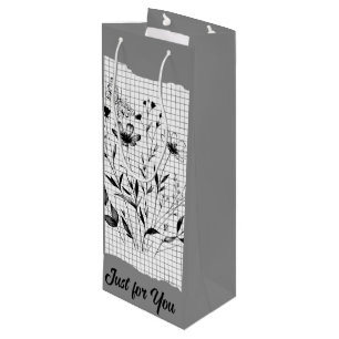 Sac Cadeau Pour Bouteille Esquisses de jardin papillon