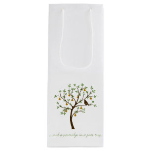Sac Cadeau Pour Bouteille Et un perdrix dans un poirier