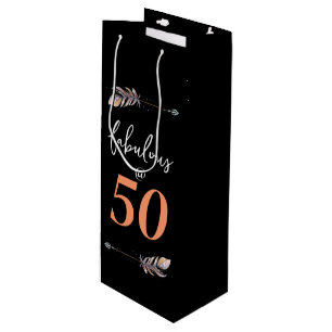Sac Cadeau Pour Bouteille Fabulous @ 50 50e Anniversaire Fête Bohème Flèches