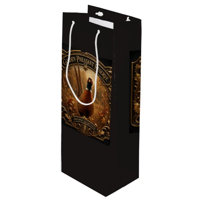 Sac Cadeau Pour Bouteille Faisan, Chasse Royale (Devant Angle)