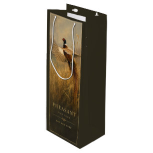 Sac Cadeau Pour Bouteille Faisan en vol doré