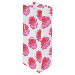 Sac Cadeau Pour Bouteille Faisée de gerbera rose