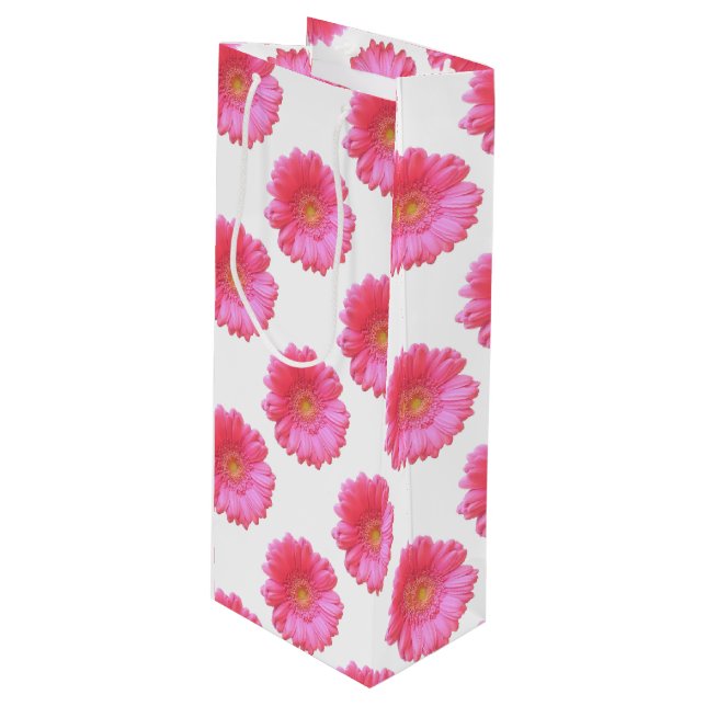 Sac Cadeau Pour Bouteille Faisée de gerbera rose (Devant Angle)