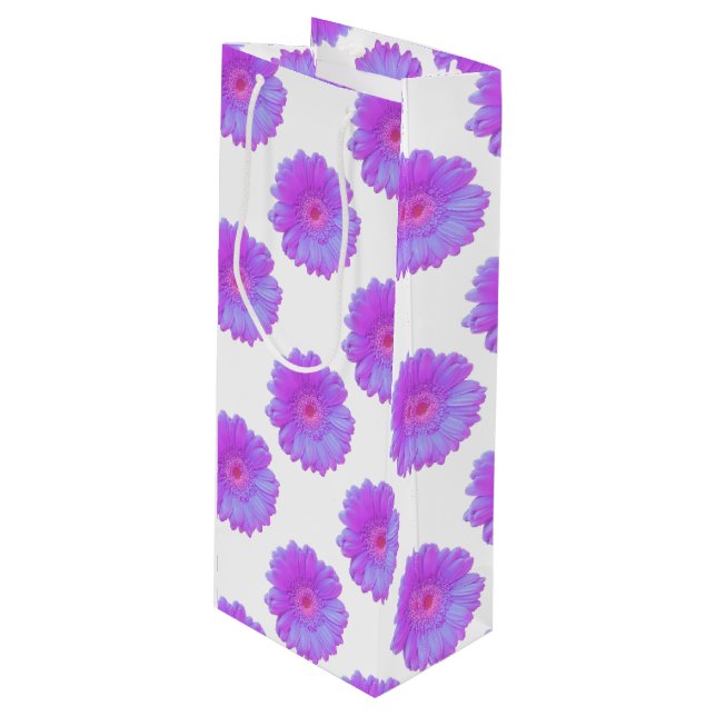 Sac Cadeau Pour Bouteille Faisée de gerbera violette (Devant Angle)