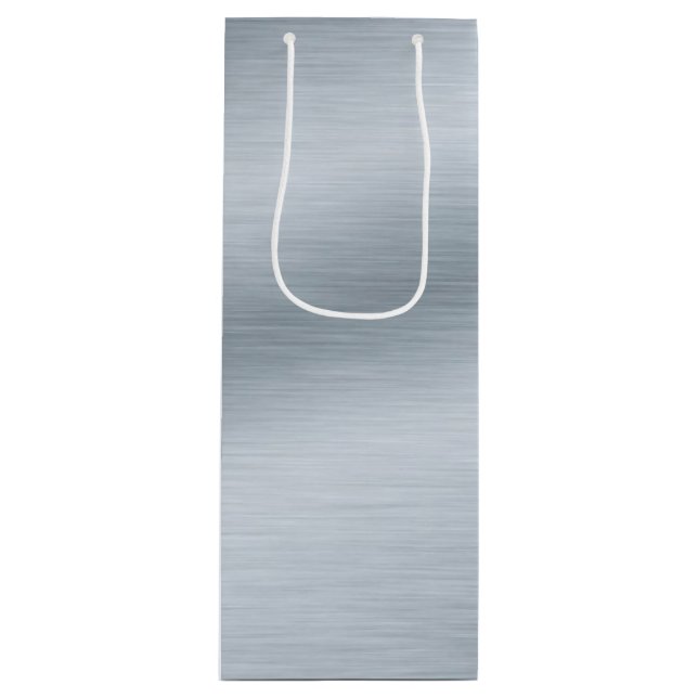 Sac Cadeau Pour Bouteille Faux fond en argent brossé (Devant)