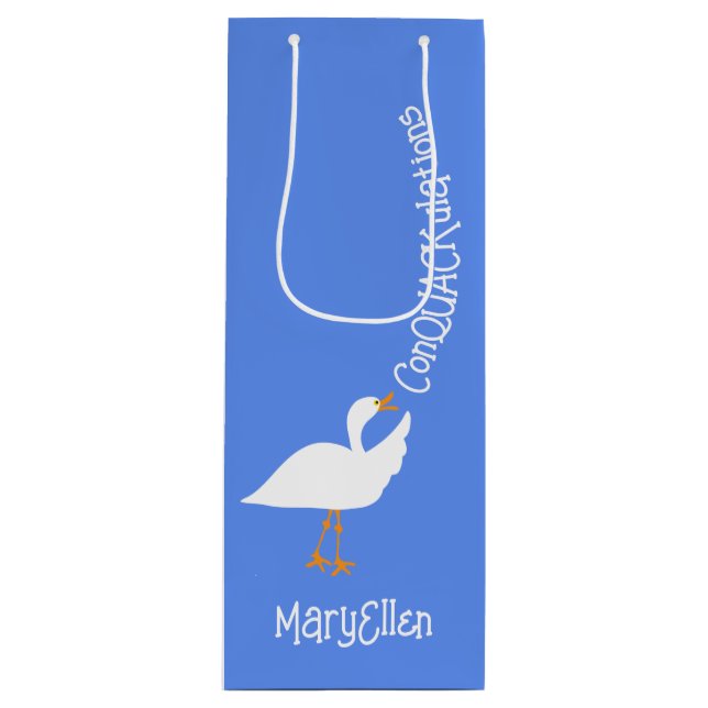 Sac Cadeau Pour Bouteille Félicitations Custom Blue Duck Wine Bag (Devant)