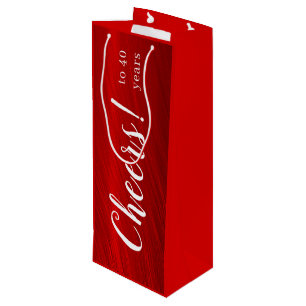 Sac Cadeau Pour Bouteille Félicitations modernes à 40 ans Ruby Anniversaire
