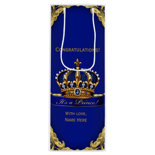 Sac Cadeau Pour Bouteille Félicitations pour votre nouveau bébé garçon Princ (Devant)