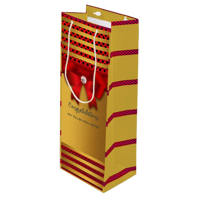 Sac Cadeau Pour Bouteille Fête de crémaillère & Plus- (Devant Angle)