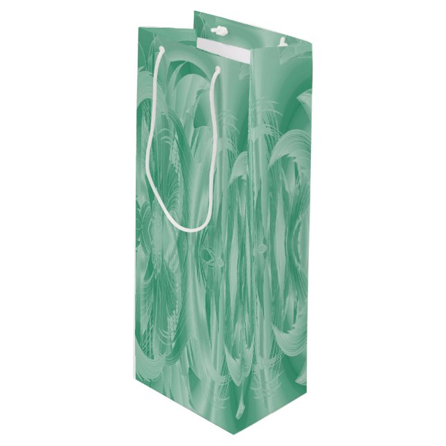 Sac Cadeau Pour Bouteille Feuillage vert menthe (Devant Angle)