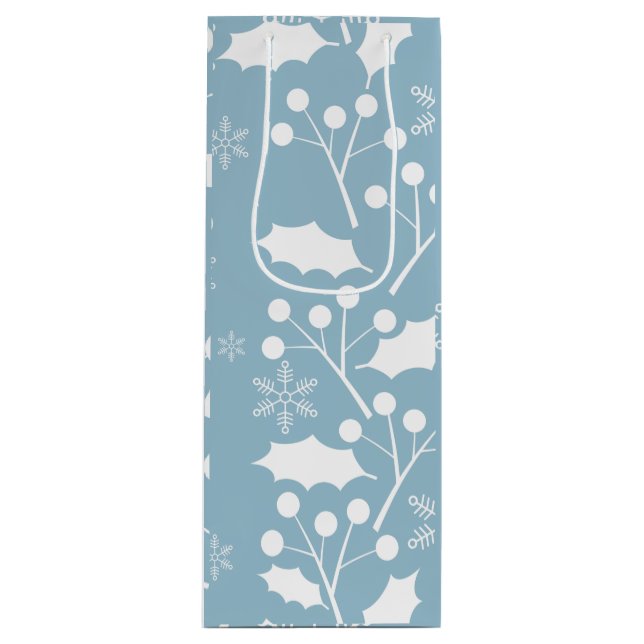 Sac Cadeau Pour Bouteille Feuille et baies de houx de Noël (Devant)