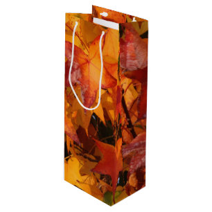 Sac Cadeau Pour Bouteille feuille orange