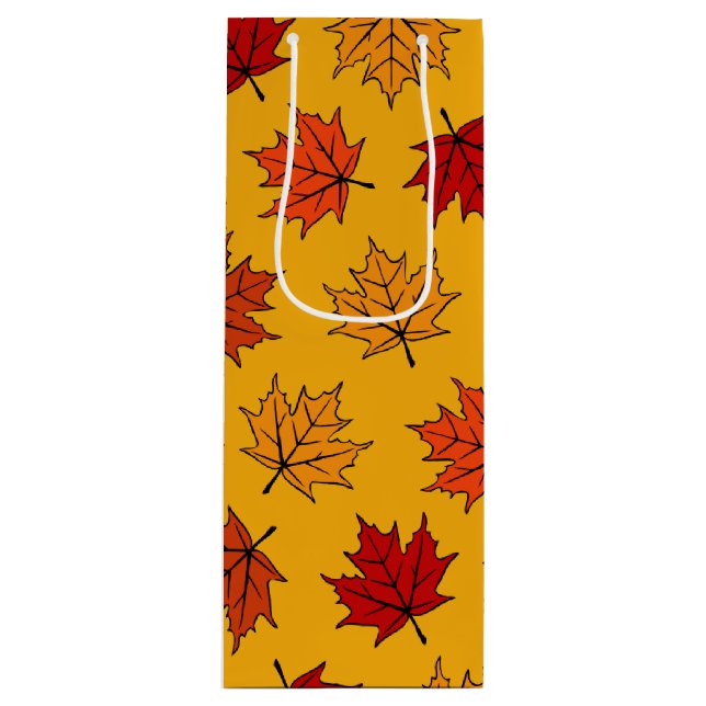 Sac Cadeau Pour Bouteille Feuilles d'érable d'automne (Devant)