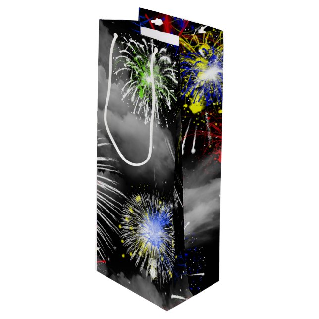 Sac Cadeau Pour Bouteille feux d'artifice dans les nuages (Devant Angle)
